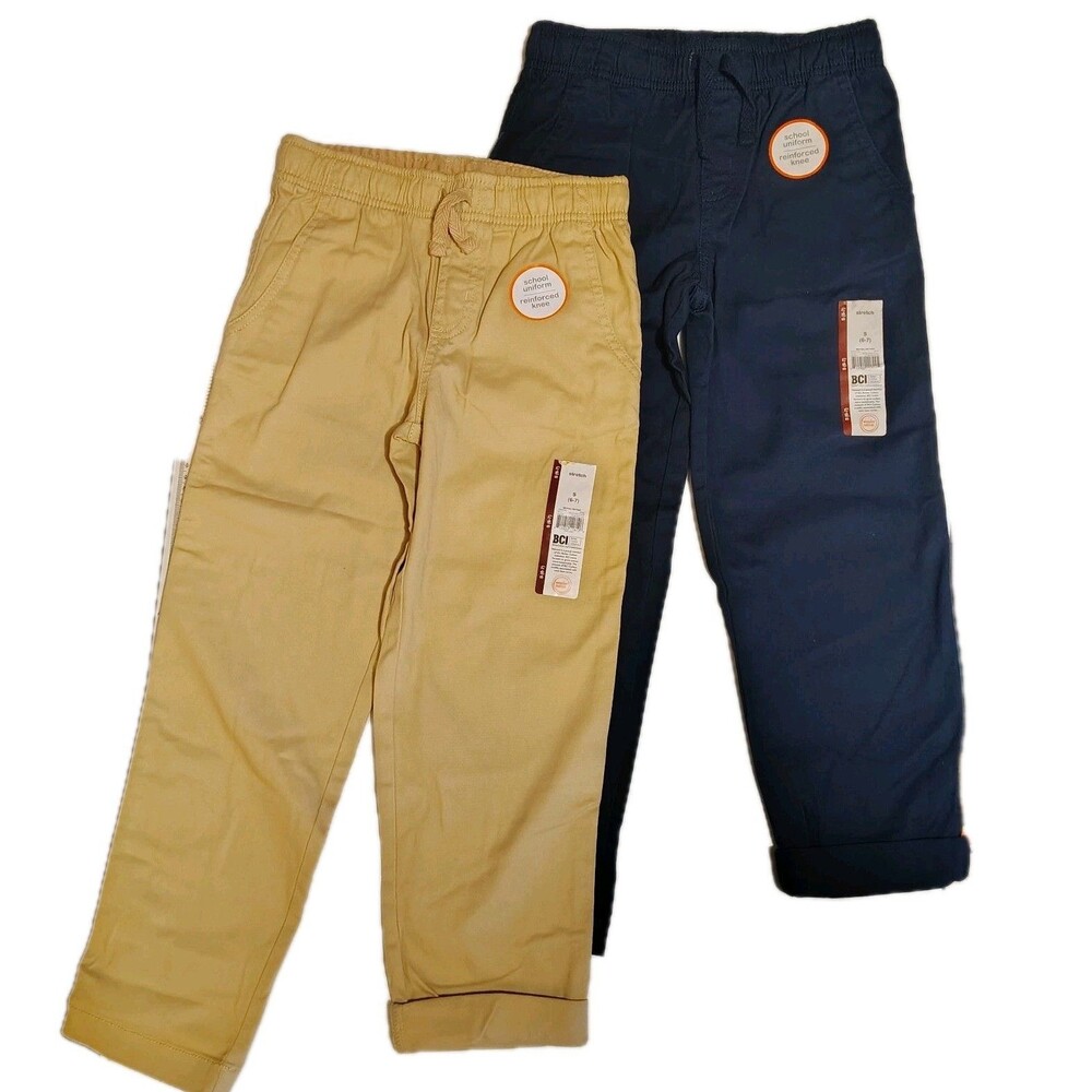 Wonder Nation Uniform Pants 2 pair Khaki color and Navy Color reinforced knee